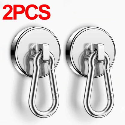 4/1pcs Strong Neodymium Magnetic Hooks — 360° Rotating Carabiner Keychain Ring for Home, Kitchen & Bathroom Hanging