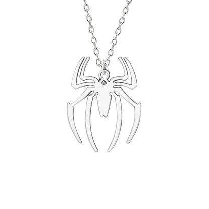 Kpop Fashion Spider Pendant Necklace – Silver Cross Chain for Men, Gothic Streetwear Couple Gift