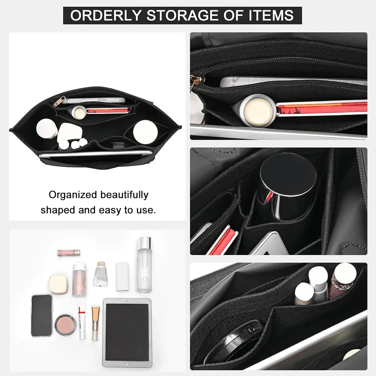 Longchamp Le Pliage S/ML Purse Organizer Insert — Custom Felt Liner with Multi-Compartment Bag Organizer
