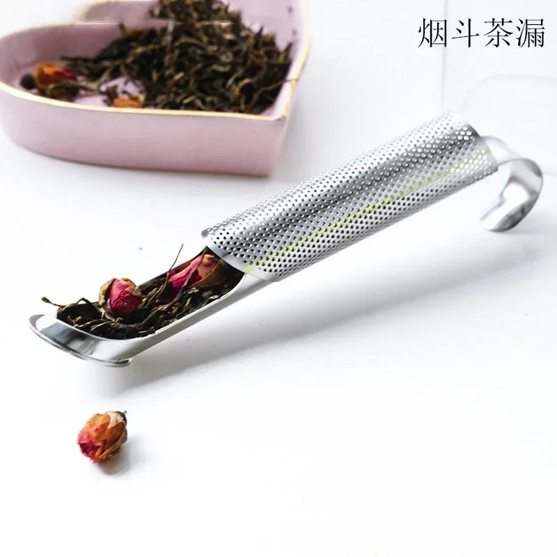 New Tea Strainer – Stainless Steel Infuser Pipe Design with Holder, Tea Spoon, and Filter for Perfect Brew