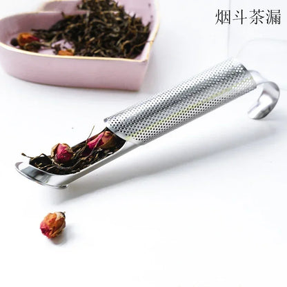 New Tea Strainer – Stainless Steel Infuser Pipe Design with Holder, Tea Spoon, and Filter for Perfect Brew