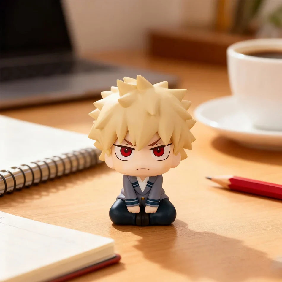Super Cute Chibi Anime PVC Figures – My Hero Academia Style Izuku Midoriya, Katsuki Bakugo & Shoto Todoroki Collectible Toys