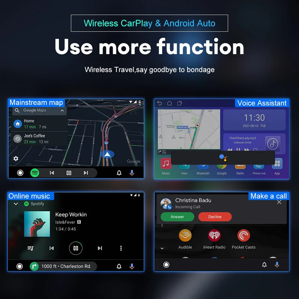 Acodo Wired to Wireless CarPlay Adapter – Android Auto Smart Dongle Mini Box with Plug and Play Bluetooth Connectivity and USB Interface