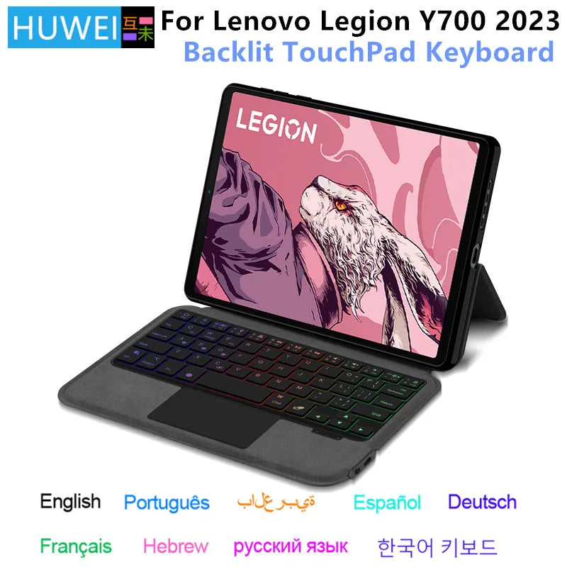 HUWEI Magic Keyboard Case for Lenovo LEGION Y700 2023 8.8" TB-320F 2nd Gen Tablet Cover with TouchPad & Backlit Keyboard