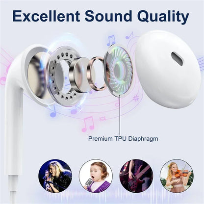 Original Type-C Wired Headphones – 3.5mm Earbuds for Xiaomi, Redmi, Poco, Huawei, Samsung