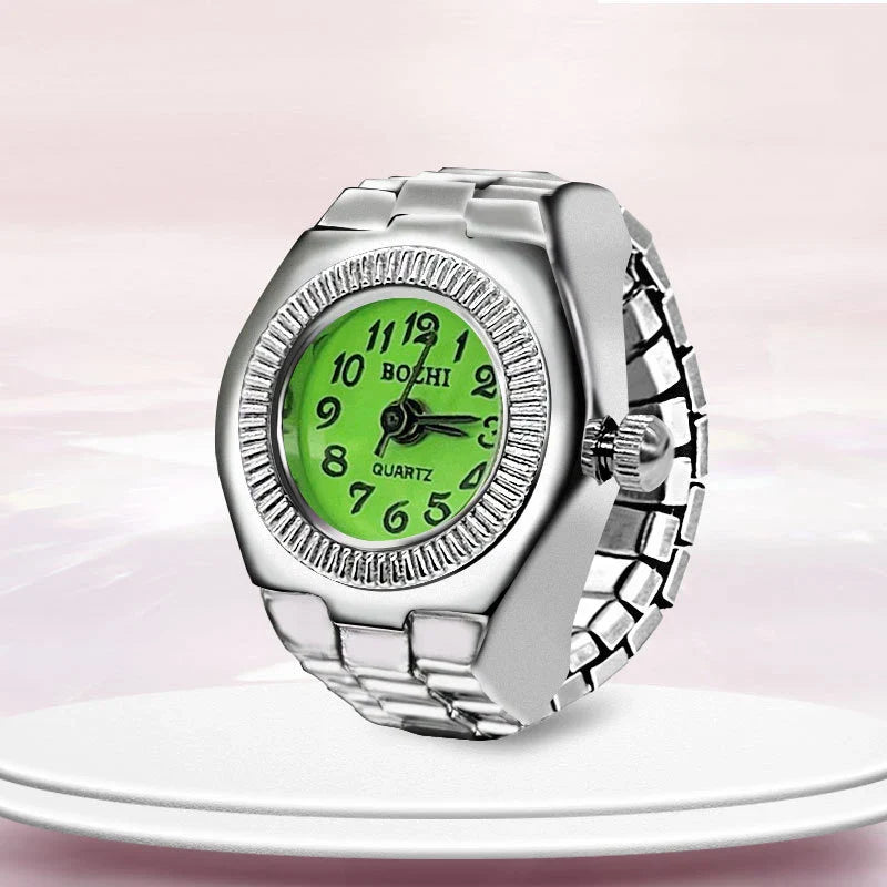 Kiss Jewelry Digital Quartz Finger Watch Ring – Mini Elastic Punk Style Clock Ring for Women, Men & Couple Teens Accessory