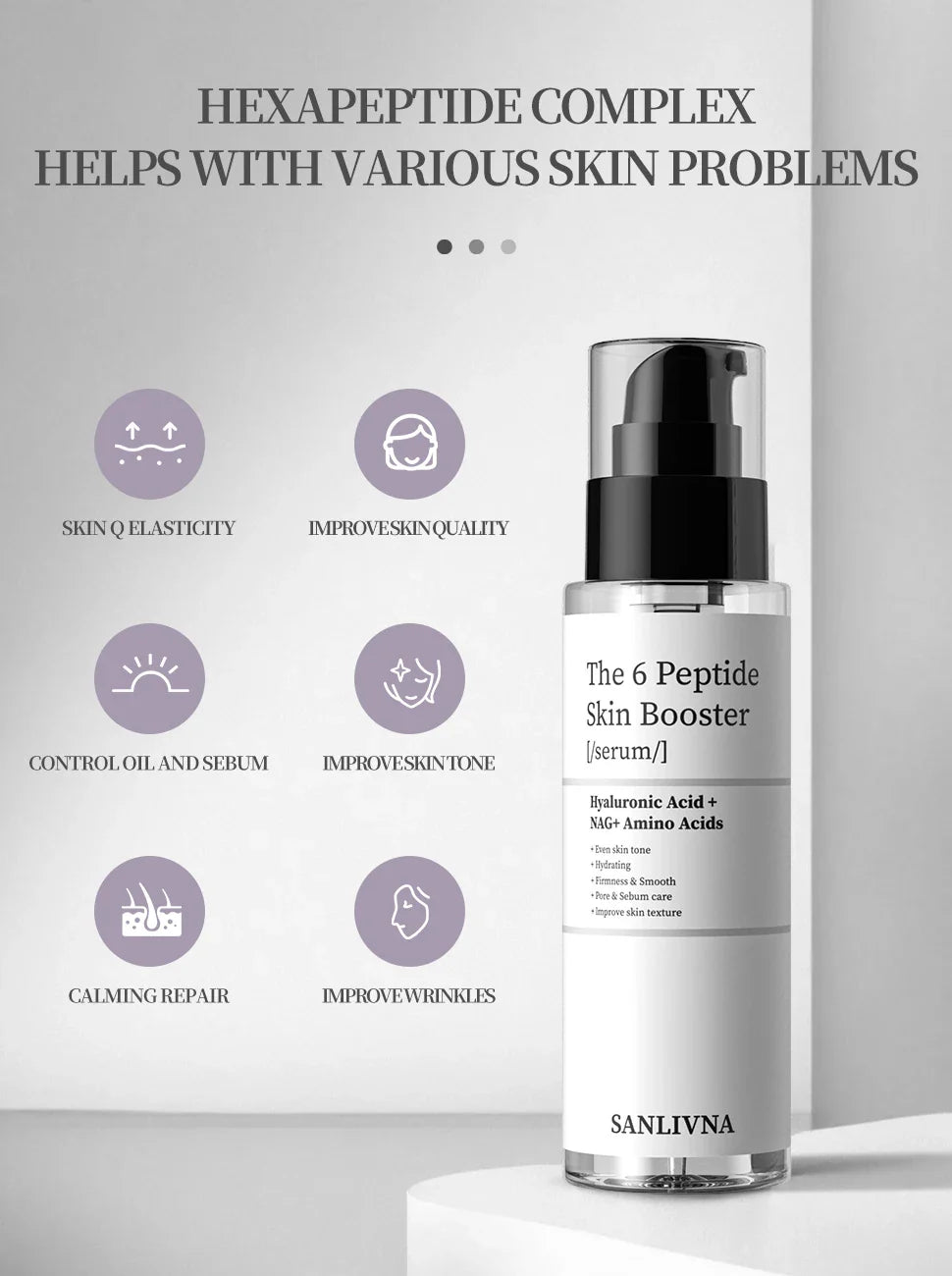 6 Peptide Essence Facial Skin Care Set — Collagen Anti-Aging, Brightening, Moisturizing & Nourishing Treatment