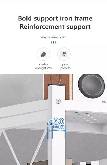 Foldable Large Iron Frame Storage Shelves – Installation-Free Standing Metal Shelving Unit for Kitchen