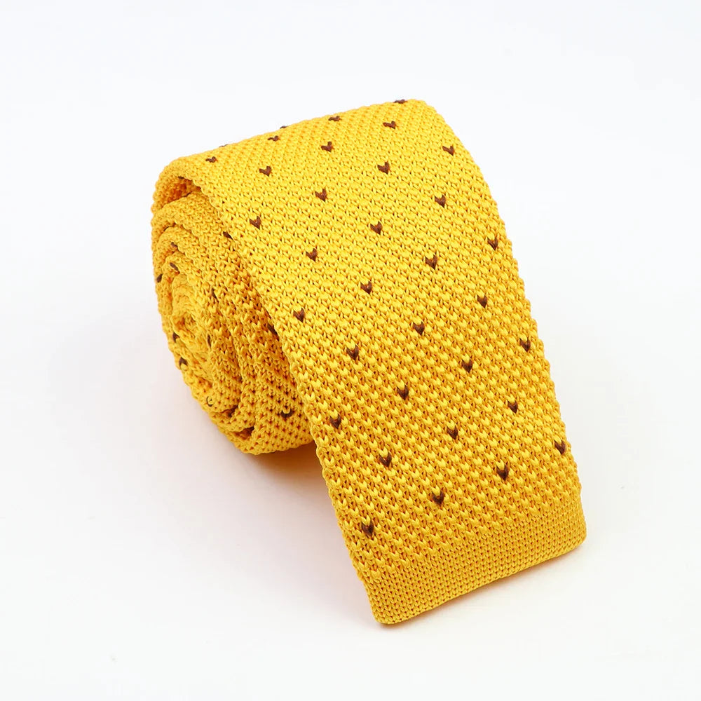 Classic Knit Neck Tie for Men — 6cm Plaid & Dots Casual Business Wedding Tie