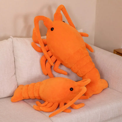 50/65cm Orange Lobster Plush Toy – Marine Animal Stuffed Crayfish Doll, Soothing Kids’ Gift & Christmas Decoration