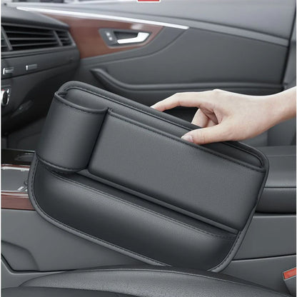 Universal Car Seat Gap Organizer Box – Multifunction Leather Storage Pocket with Cup Holder for Phone, Wallet, Keys & Cards