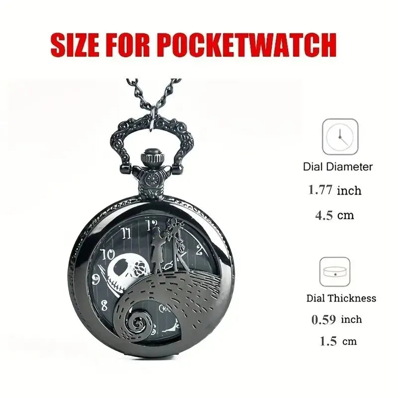 Fashion Skeleton Quartz Pocket Watch with Chain Necklace - Vintage Pendant Clock for Men & Women