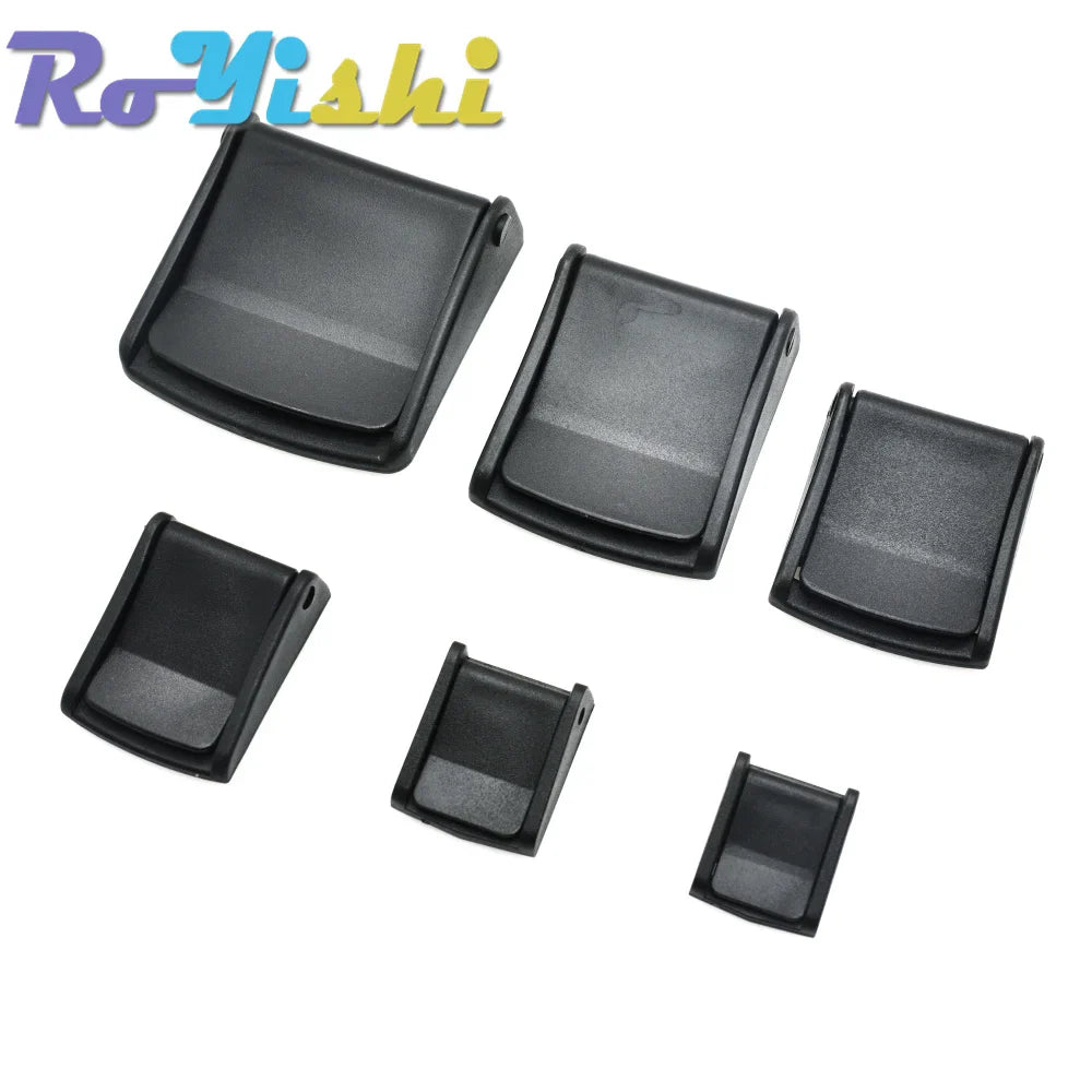 Plastic Cam Buckle Toggle Clips – Black Adjustable Backpack Strap Webbing Buckles (5/8”–2” Sizes)