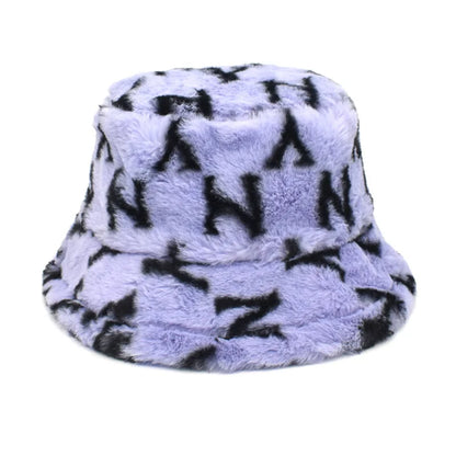 Women’s Winter Bucket Hat – Fashion Leopard Panama, Warm Vintage Faux Fur Fisherman Cap