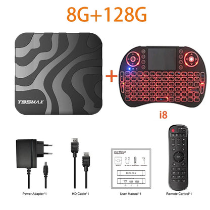 New H618 T95 Max Android 14 Smart TV Box - 8GB RAM, 128GB/64GB Storage, Double WiFi 2.4G & 5.8G, 6K 3D, Voice Assistant Media Player