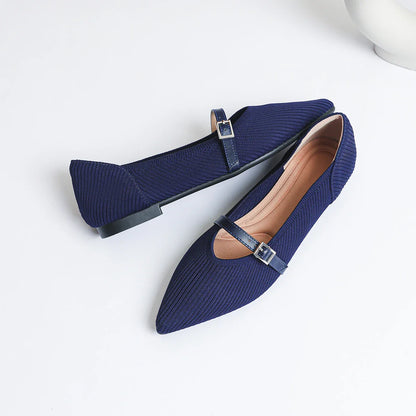 2024 Women's Flat Shoes – Pointed Toe Soft Knitted Sole, Breathable & Comfortable Spring and Autumn New Model