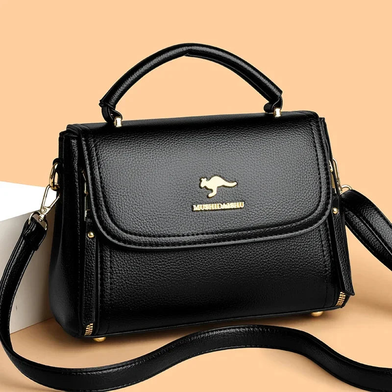 Women’s Soft Leather Top-Handle Bag – Luxury Shoulder Messenger Handbag & High-Quality Purse