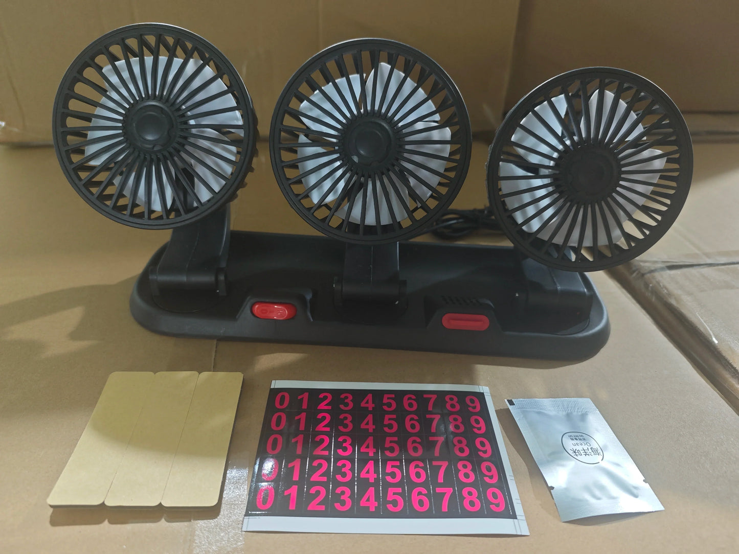 360° Adjustable 3-Head Car Fan – Silent USB 12V/24V Cooling Fan for Car, Home & Office Desk
