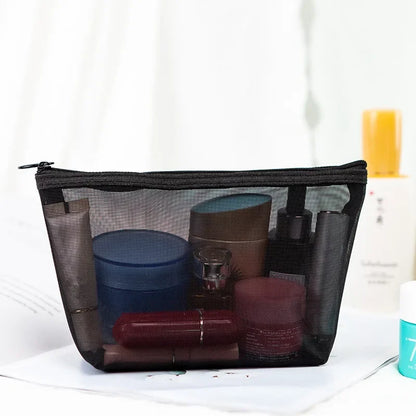 Female Makeup Pouch – Portable Small & Large Mesh Cosmetic Bag, Toiletry Beauty Case, Travel Makeup Organizer Storage Bag