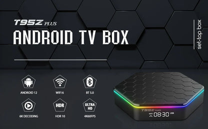 Global Smart TV Box – WIFI6, Bluetooth 5, Allwinner H618, 32GB/64GB, T95ZPLUS 4K HDR10 Media Streamer, Multi-Language Support
