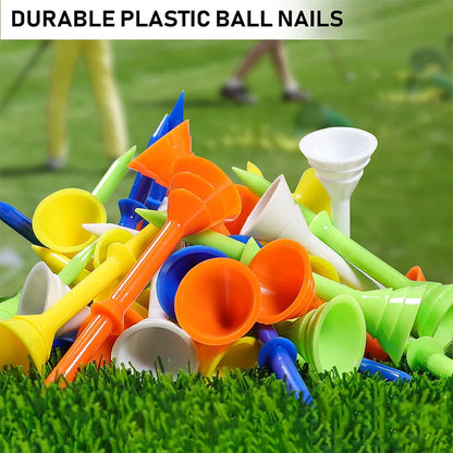 83mm Plastic Golf Tees – Big Cup Plus Scale Design, 50PCS Multi-Color Golf Accessories for Training & Sports (TE007-P)