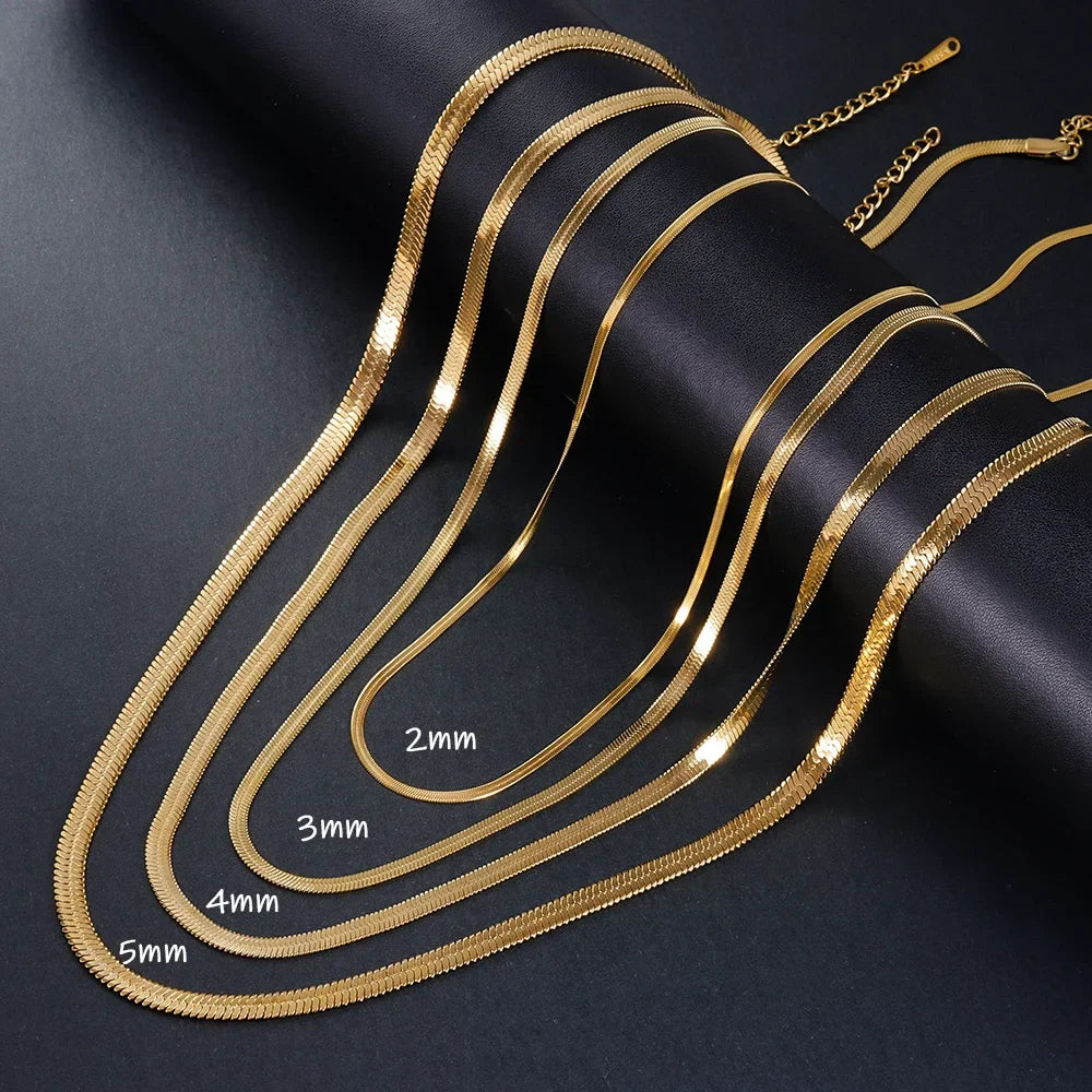 925 Sterling Silver & Gold Snake Chain Necklace – Herringbone Choker for Women & Men, 2024 Trendy Jewelry Gift