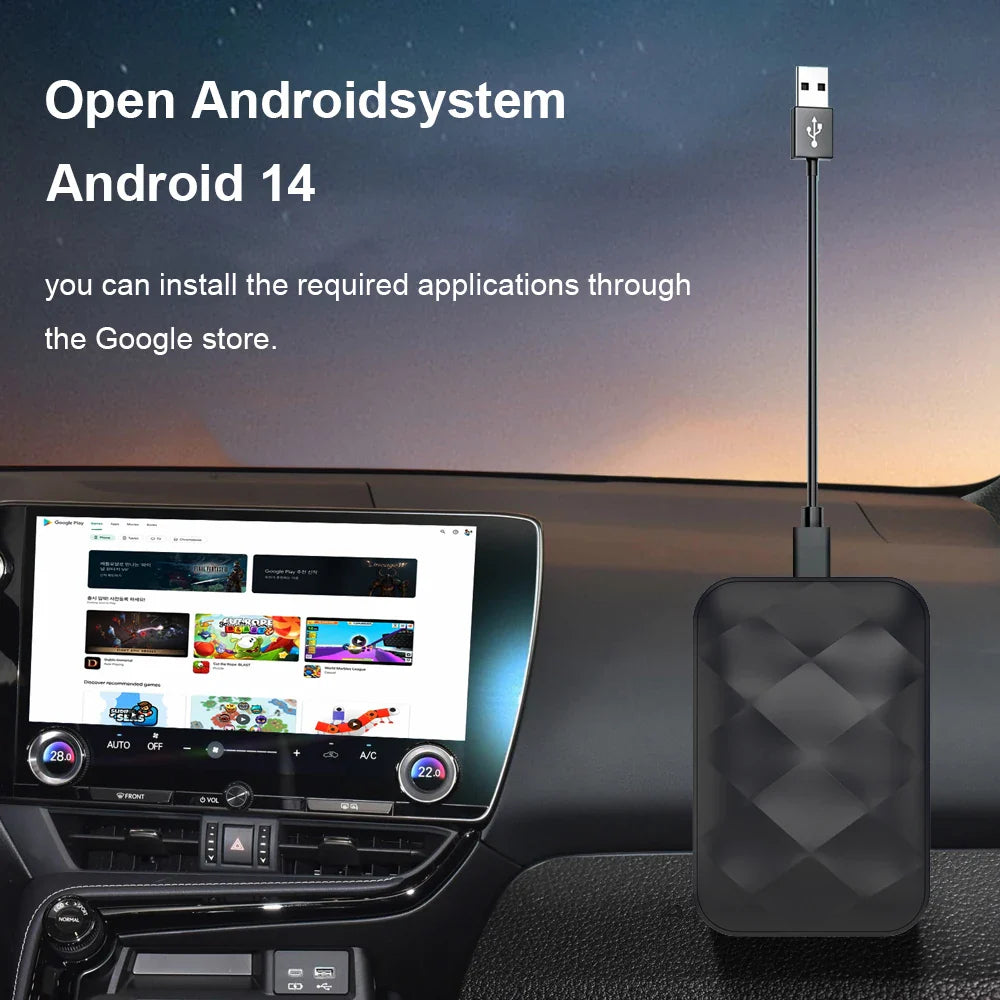 Acodo 2025 3-in-1 CarPlay AI Box — Wireless Android Auto & USB Adapter for YouTube, Netflix, Universal TV, Plug & Play