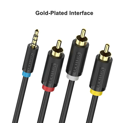 Vention 3.5mm to 3 RCA Audio Cable - Male to Male Aux Adapter for Android TV Box, Speakers, iPod & Audio Devices