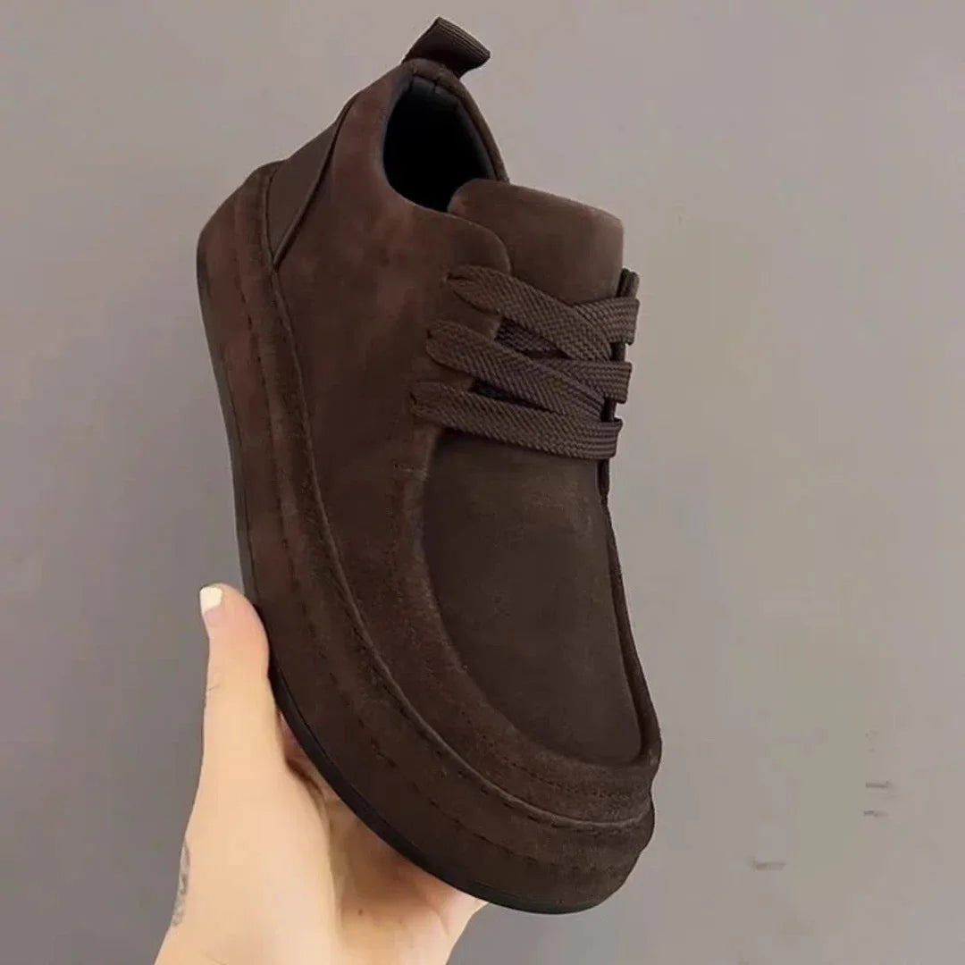 Men's Suede Leather Loafers - British Style Casual Business Shoes with Thick Anti-Slip Soles