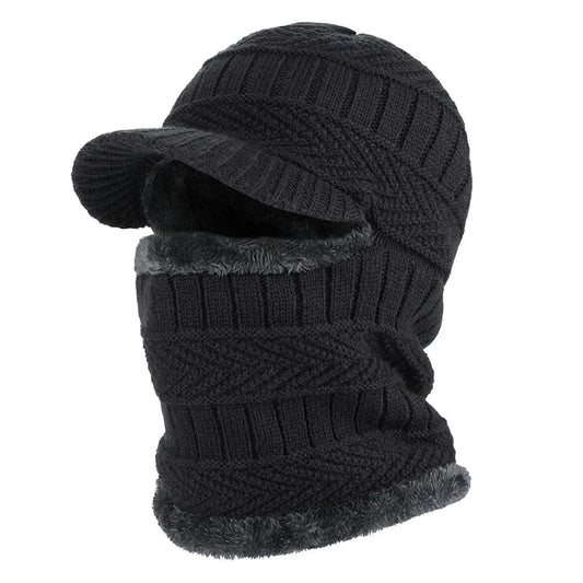 Men's and Women's Winter Skull Beanie Hat - Knitted Wool Cap with Scarf, Balaclava Mask, and Bonnet