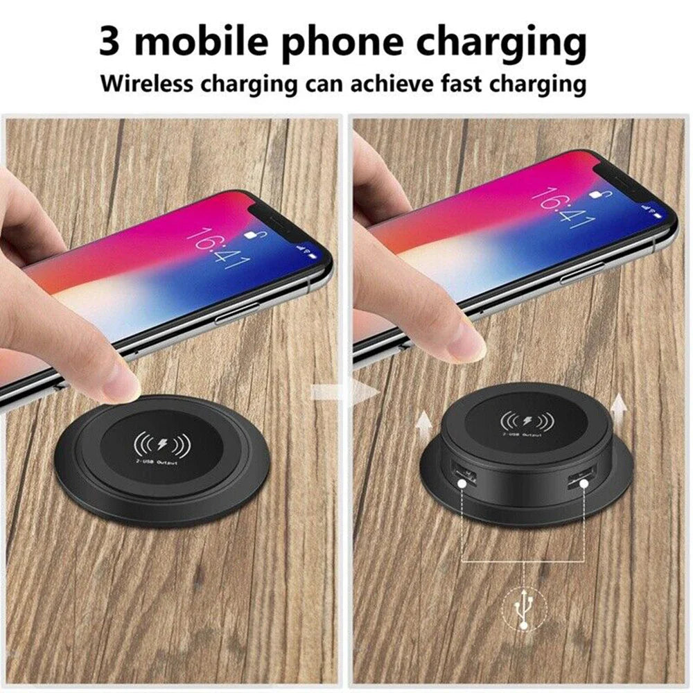 30W Wireless Desktop Charger – Fast Wireless Charging for iPhone, Samsung, Huawei, Xiaomi | Dual USB Phone Charging Station