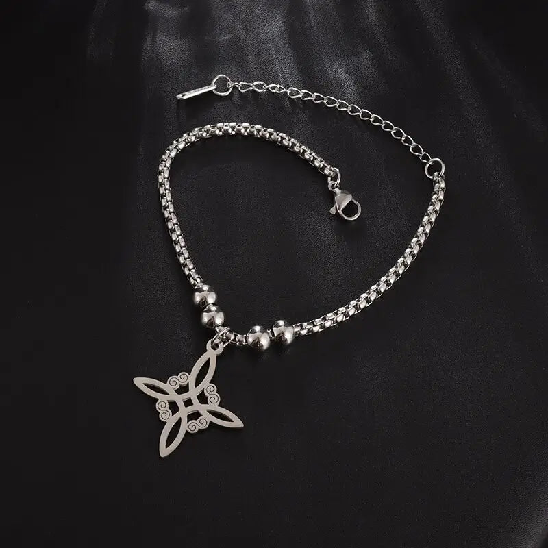 Witchcraft Witch Knot Necklace - Irish Trinity Knot Triple Spiral Pendant, Stainless Steel Ankh Cross Pentagram Amulet Jewelry