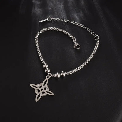 Witchcraft Witch Knot Necklace - Irish Trinity Knot Triple Spiral Pendant, Stainless Steel Ankh Cross Pentagram Amulet Jewelry