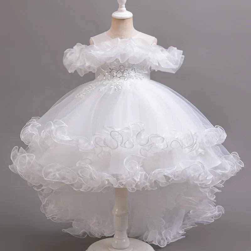 Girls Floral Sequin Princess Dress - Flower Girl Party Dress for Weddings, Birthdays & Christmas