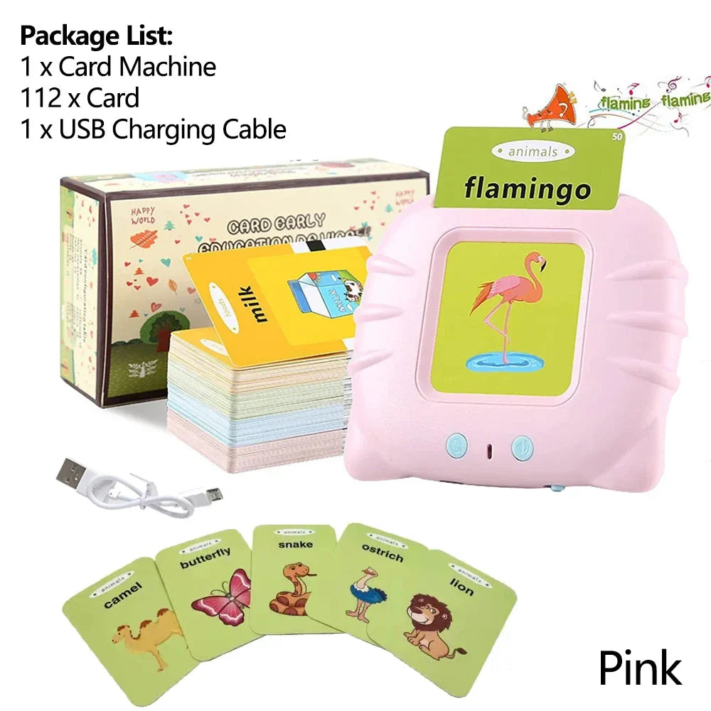 Early Education Flashcards – Talking English Learning Toys for Kids, Preschool Electronic Audio Book Machine Gift