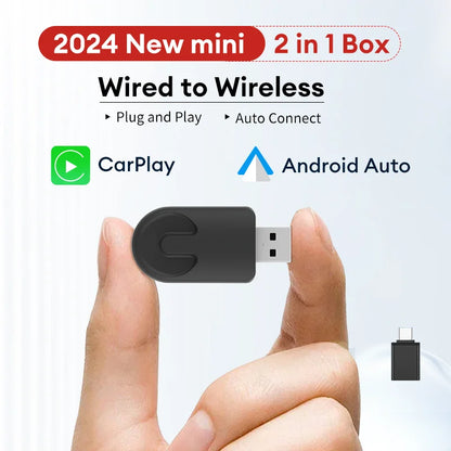 XUDA AI Box - Wired to Wireless CarPlay and Android Auto, Retain Original Car Control Functions, 2024 New Mini 2-in-1 Box