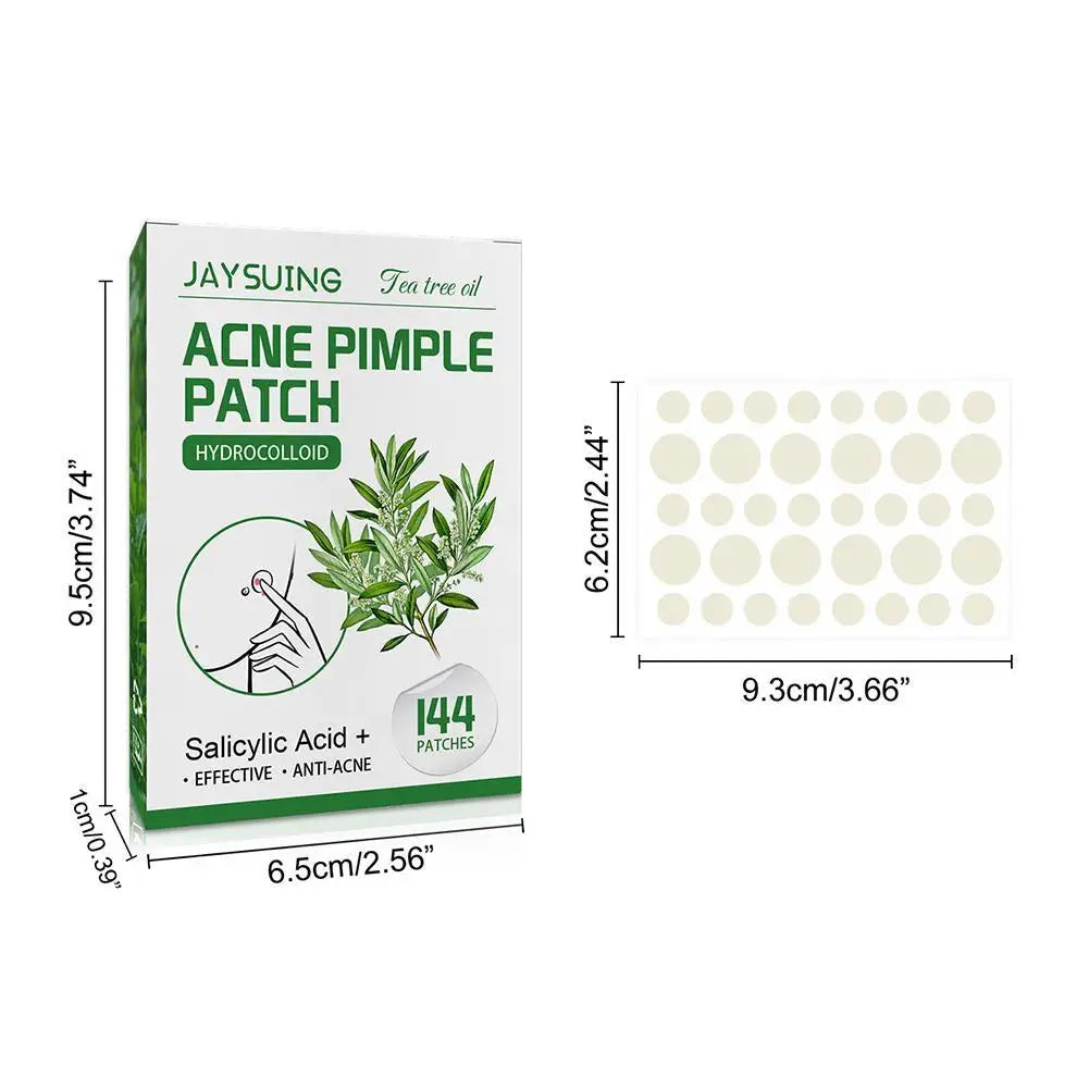 144 Pack Acne Pimple Patches – Translucent Matte Hydrocolloid with Salicylic Acid & Tea Tree Oil for Whiteheads & Inflamed Acne