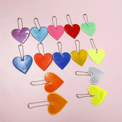 10PCS Reflective Keychain Pendants - Ghost, Star, Heart Shapes, Safety Reflectors for Bags, Ideal for Children & Adults