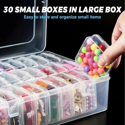 Durable Transparent Plastic Storage Box – 14/30 Compartments Organizer for Jewelry & Small Items