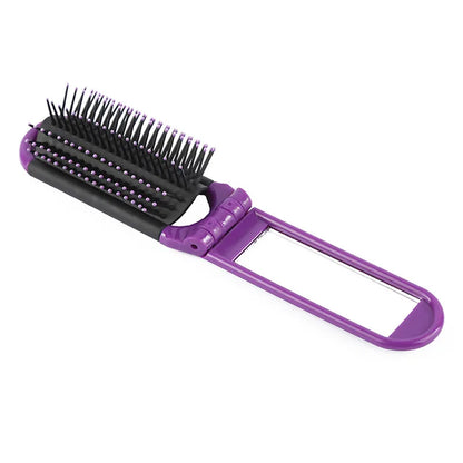 Portable Folding Comb with Makeup Mirror – Compact, Foldable Massaging Comb for Girls & Travel Bags