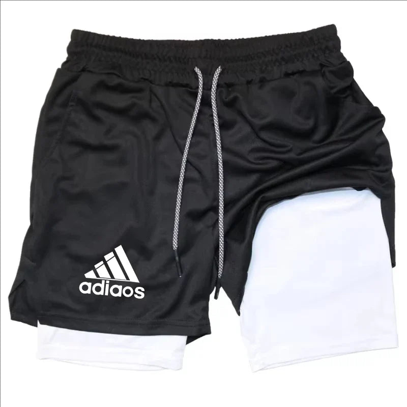 Men’s 2-in-1 Compression Running Shorts – Breathable Mesh Quick-Dry Gym Fitness Training Sports Shorts for Summer Workout