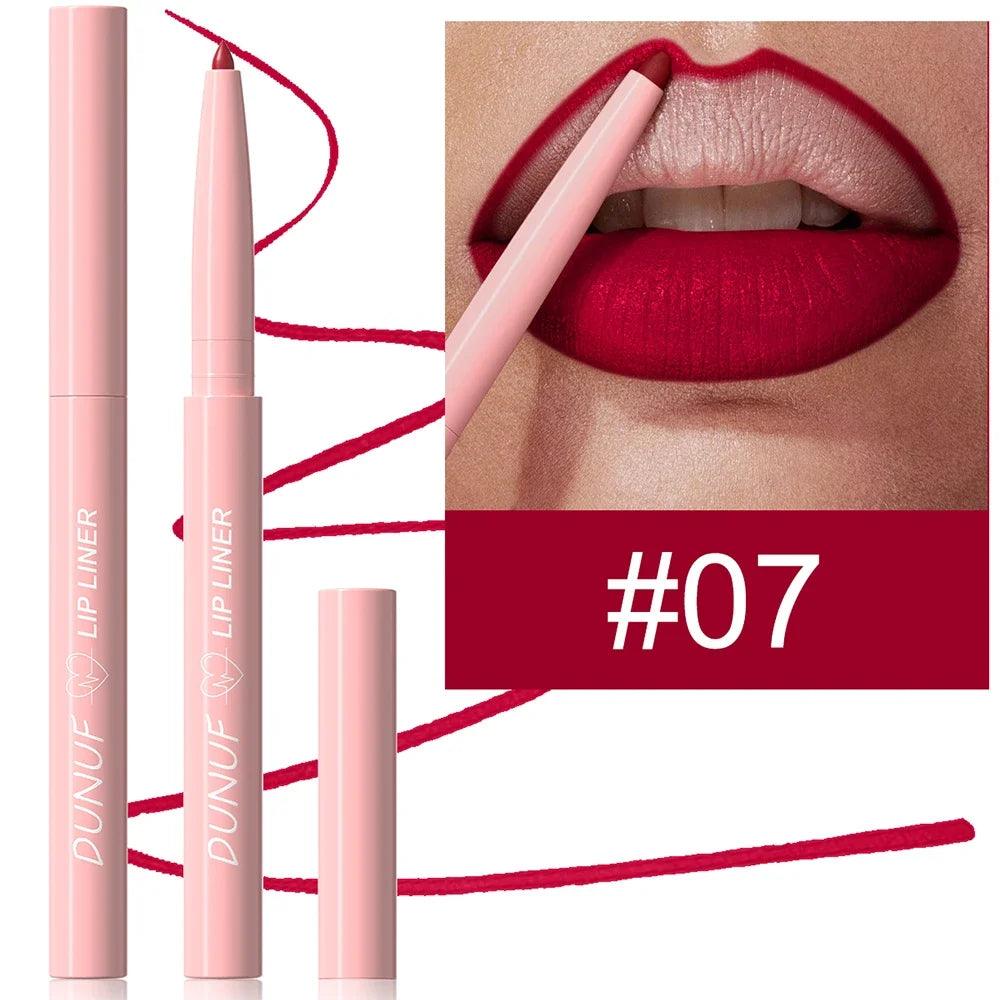 Matte Red Brown Lip Liner Pencil – Waterproof Slim Lip Contour Pen with Tapered Nib Long-Lasting Lip Stain