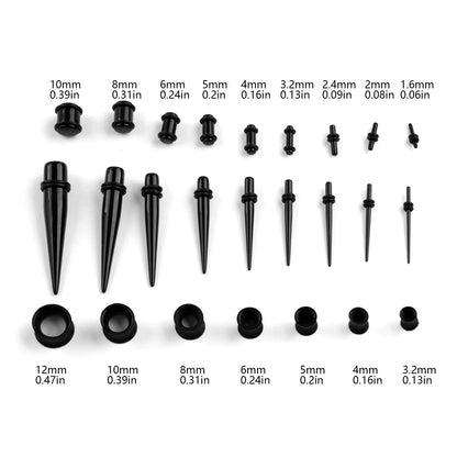 50PCS Acrylic Ear Stretching Kit – Tapered Ear Expander Plugs for Piercing, Punk Body Jewelry & Ear Dilations
