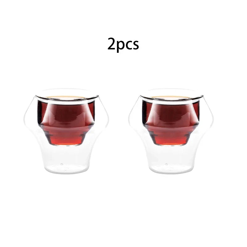MHW-3BOMBER Double Wall Glass Espresso Cups – Anti-Scald Reusable Tea & Coffee Mugs for Home or Barista Use