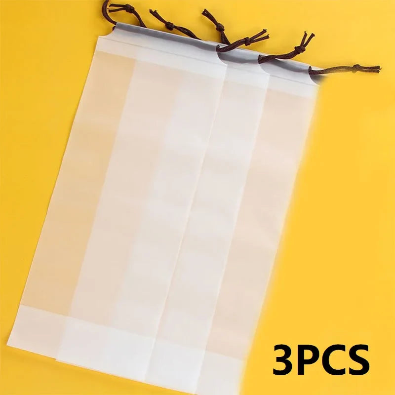 3PCS Rain Umbrella Covers – Reusable Waterproof Translucent Plastic Drawstring Bags, Portable Umbrella Storage