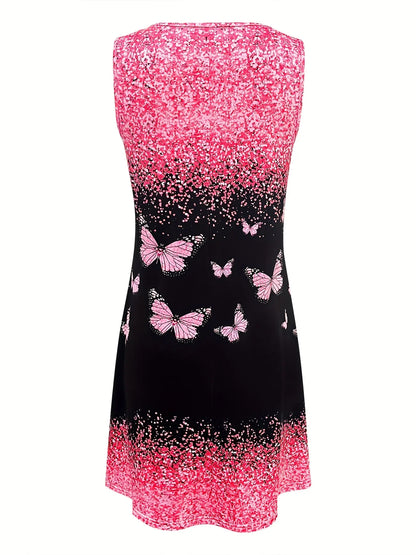 Women’s Sleeveless O-Neck Tank Dress – Sparkling Y2K Summer Casual Oversized Dress for Vacation & Travel