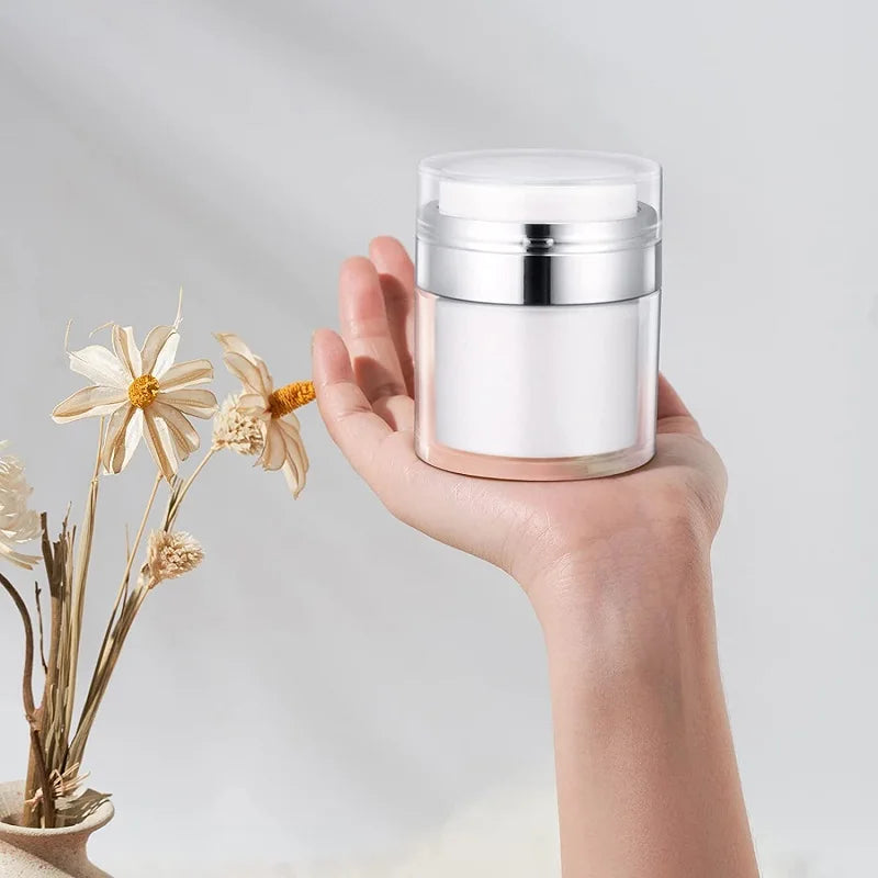 15/30/50g Empty Airless Pump Jar — Refillable Acrylic Vacuum Bottle for Makeup, Lotion & Cosmetics