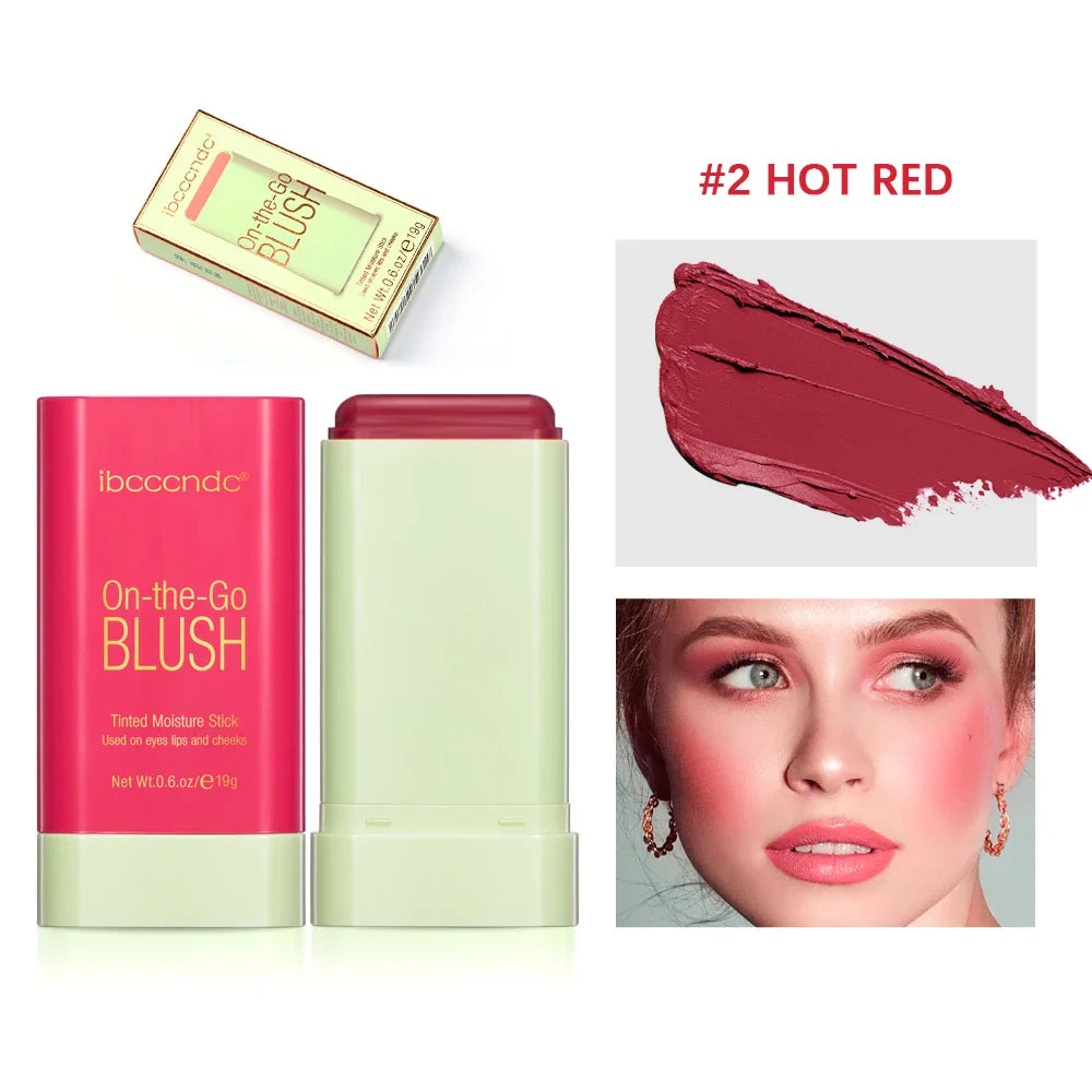 Waterproof Cream Blush Stick — High-Pigment Makeup Rouge for Brightening Skin Tone