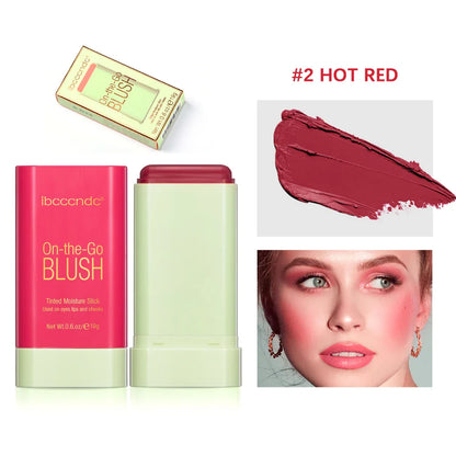 Waterproof Cream Blush Stick — High-Pigment Makeup Rouge for Brightening Skin Tone