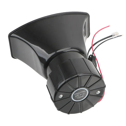 100W Car Warning Alarm System - 12V Emergency Amplifier with Police Siren, Air Horn, Megaphone, and Loud Car Horn for PA System